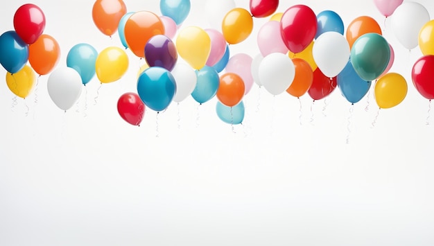 Photo holiday colorful balloons with helium on a white background birthday party