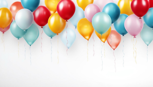 Holiday colorful balloons with helium on a white background Birthday party