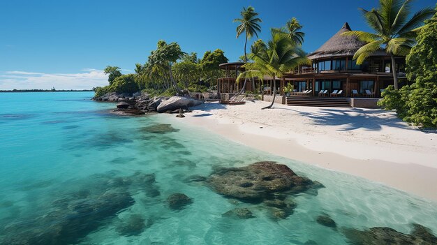 Holiday concept tropical summer island with white sand and clear water