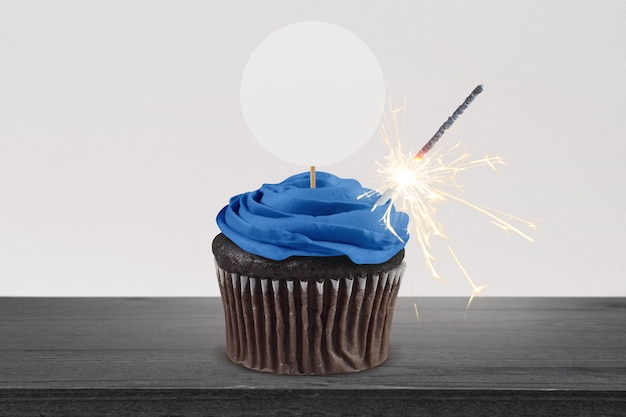 Holiday Cupcake Mockup with Lit Sparkler