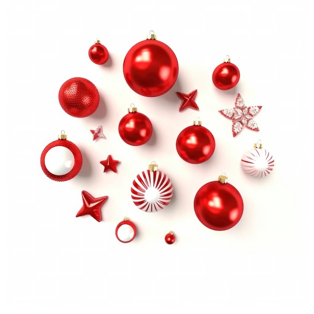 holiday decorations on white background red background