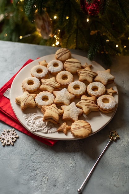 holiday dinner, sweet homemade cakes, festive table for christmas