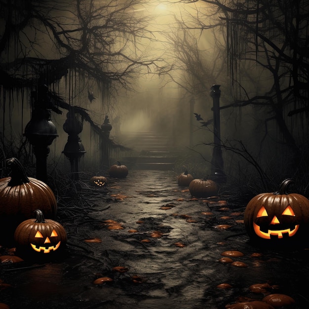 Holiday event halloween scene horror background concept with empty space