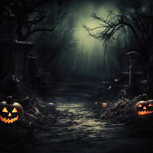 Holiday event halloween scene horror background concept with empty space