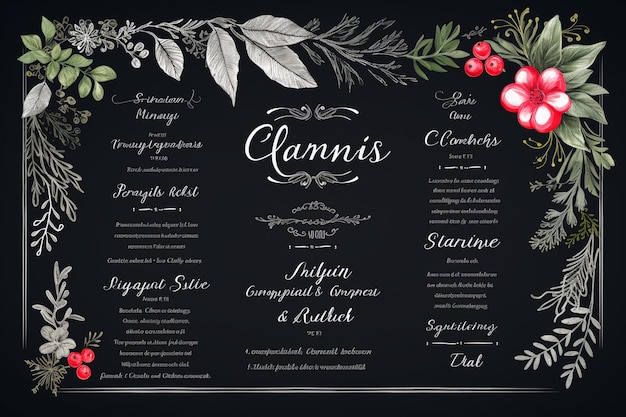 Photo holiday feasts chalkboard elegance for christmas menus