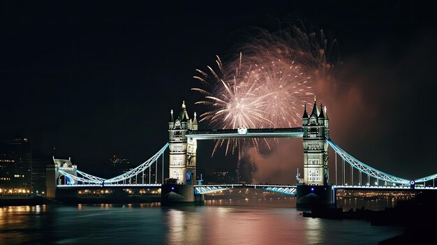 Holiday Fireworks in London Illustration AI GenerativexA