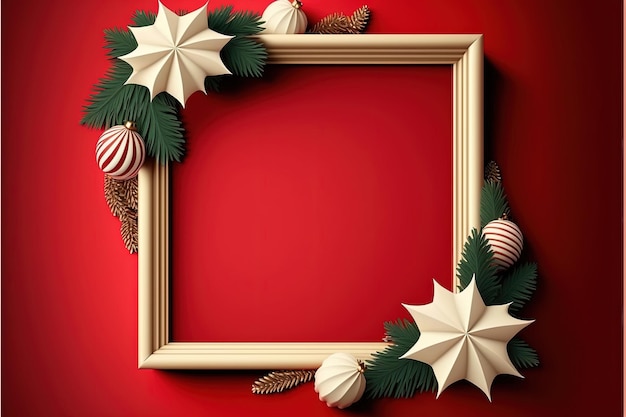 Holiday frame Realistic yellow red for picture decoration Illustration AI