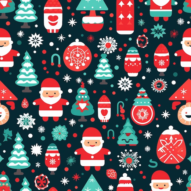Holiday Fun Vibrant Christmasthemed Seamless Pattern in Geometric Style