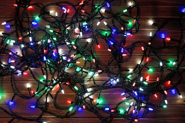 Holiday garland at night