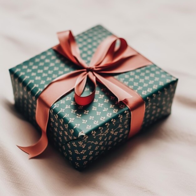 Праздничный подарок и подарок в стиле загородного коттеджа, подарочная коробка на день рождения, Рождество, день подарков, свадьба и праздники, шопинг, генеративный ай
