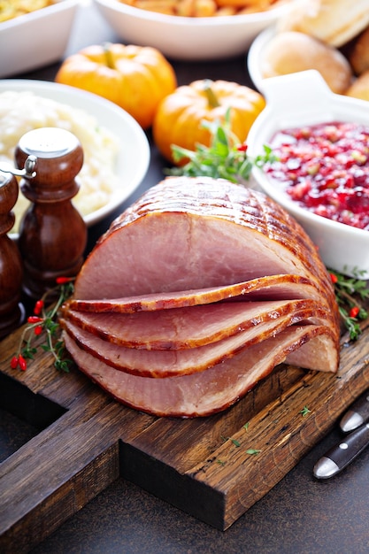 Holiday glazed sliced ham