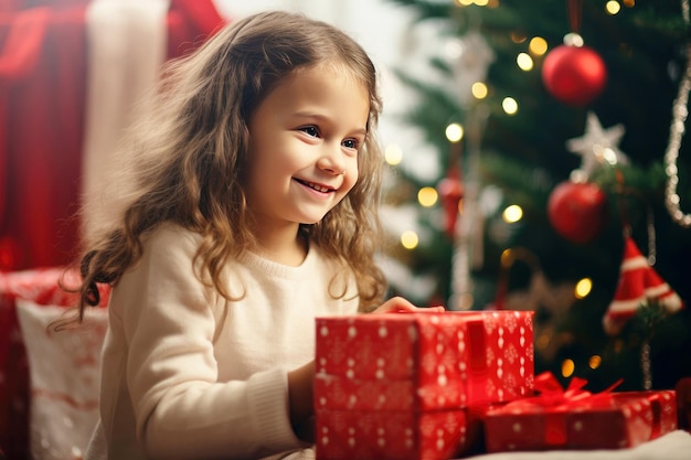 Holiday happiness child's gift in festive decor