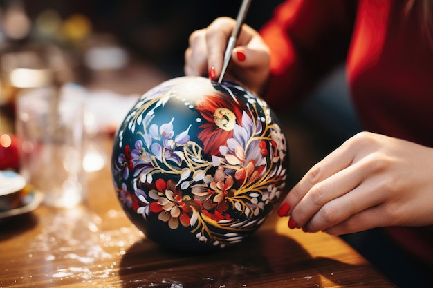 Holiday magic in the making woman crafting baubles