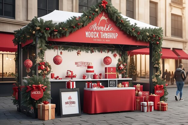 Holiday Market Branding Display Place the Logo on Festive Decorations Vendor Booths and Promotional Materials