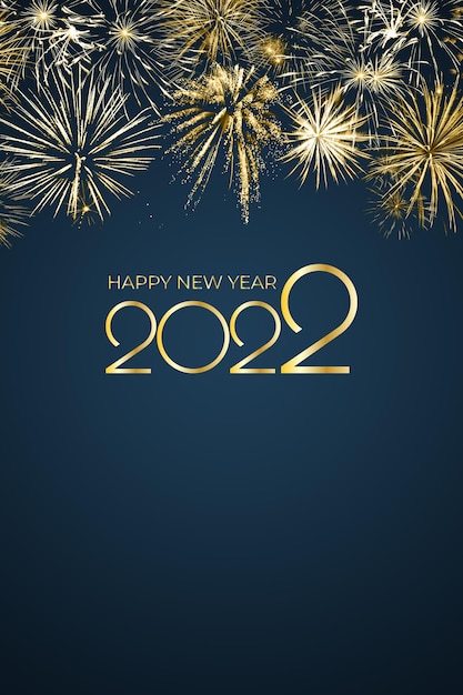 Holiday New Year 2022 greetings card with fireworks and text