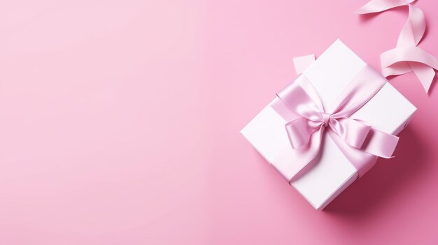 Holiday pink background with gift