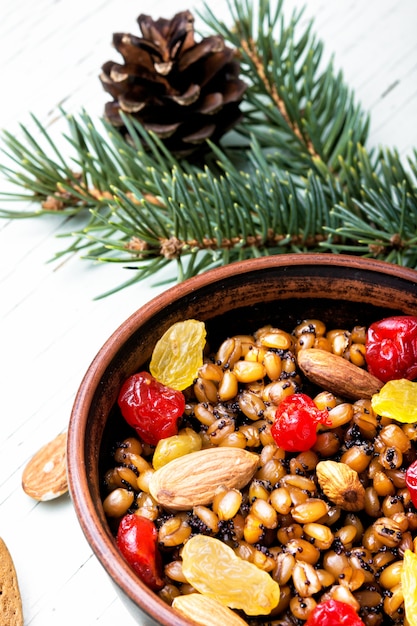 Holiday porridge with nuts and raisins