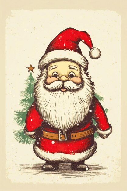 Holiday Season Retro Santa Claus Artwork