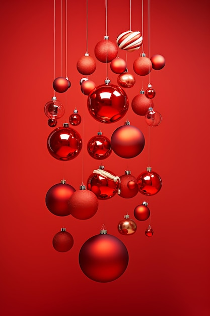 Holiday Sparkle Een prachtige kerstbal die charme toevoegt aan de levendige rode achtergrond