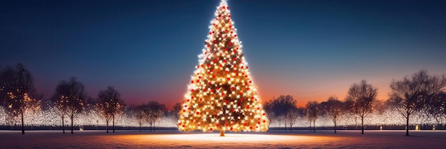 Праздничный дух сообщества собирается зимняя страна чудес ночная красота сезонное празднование радостное свечение сгенерированное ИИ