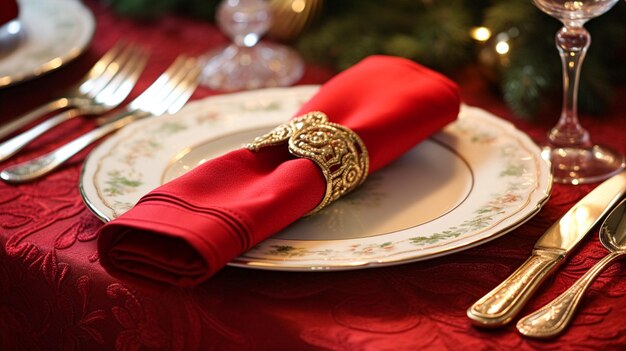 クリスマス・テーブルの装飾 クリスマス・フェスティバル・テーブル 景色・ディナーテーブル・セット イングランド・カントリー・デコレーション・ホーム・スタイリング