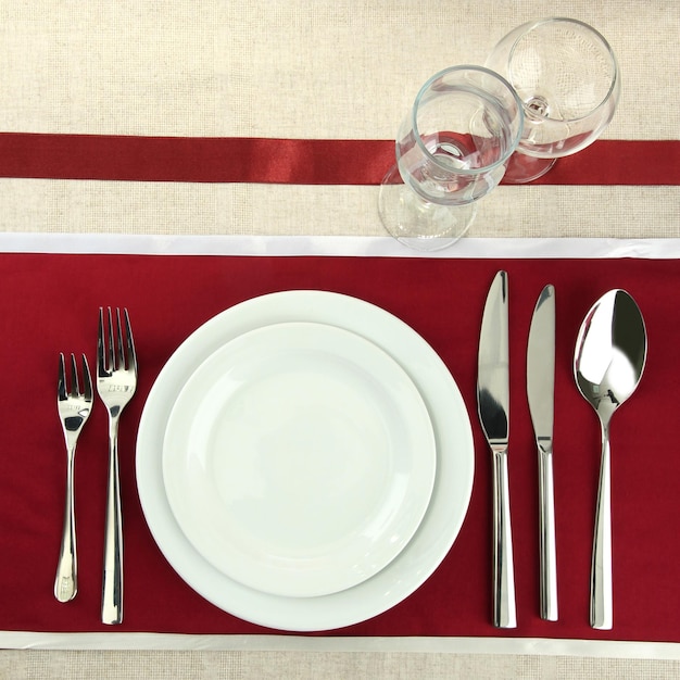 Holiday table setting close up