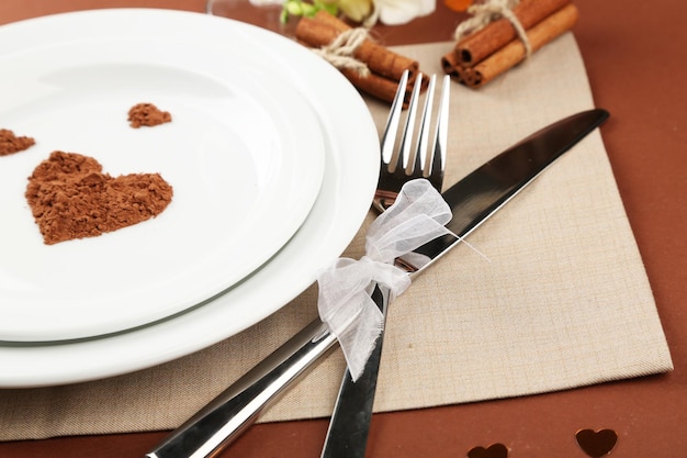 Holiday table setting close-up