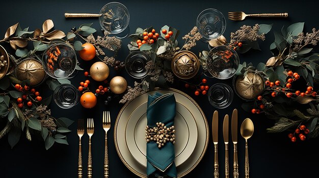 Photo holiday tablescape decoration for wedding