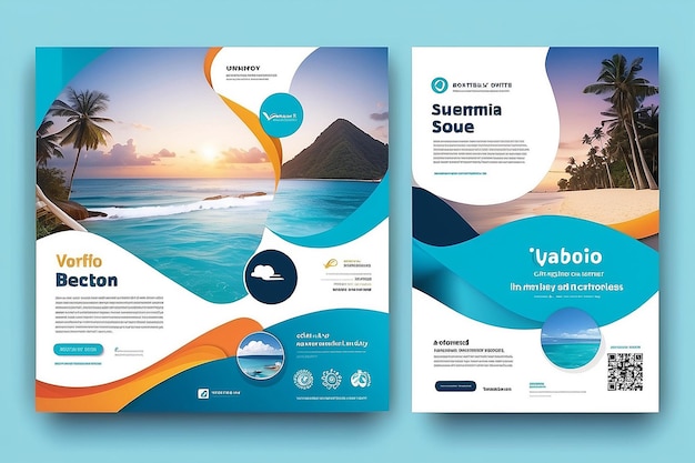 holiday travel traveling or summer beach travelling social media post or web banner template design