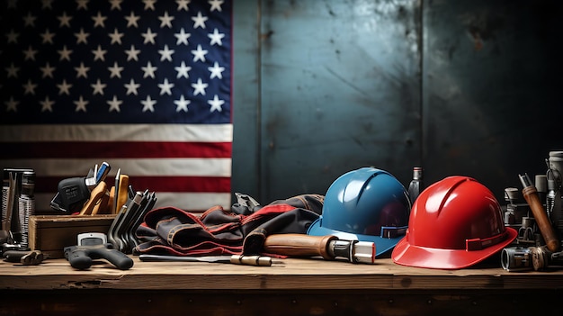 Holiday for United States of America with worker tools