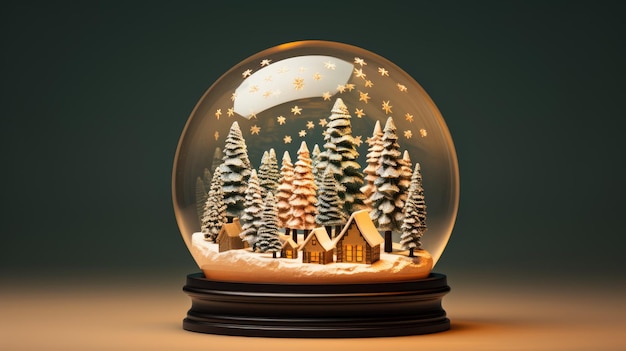 A holidaythemed snow globe with a miniature winter scene