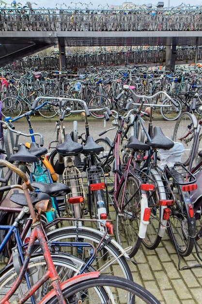 Holland, Amsterdam; 9 October 2011, bicycles parking near the Central Station - EDITORIAL