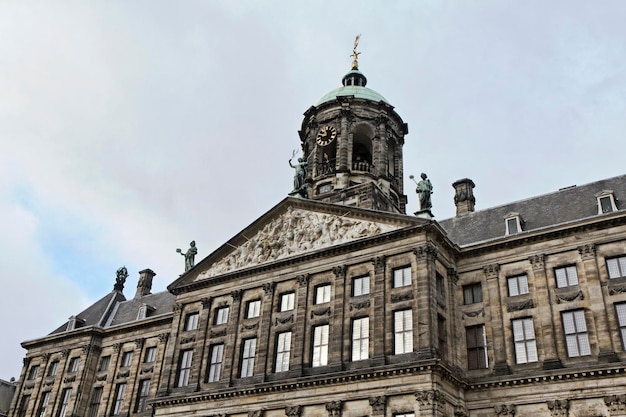 Holland, amsterdam, dam square, the royal palace facade (koninklijk paleis), built in 17th century