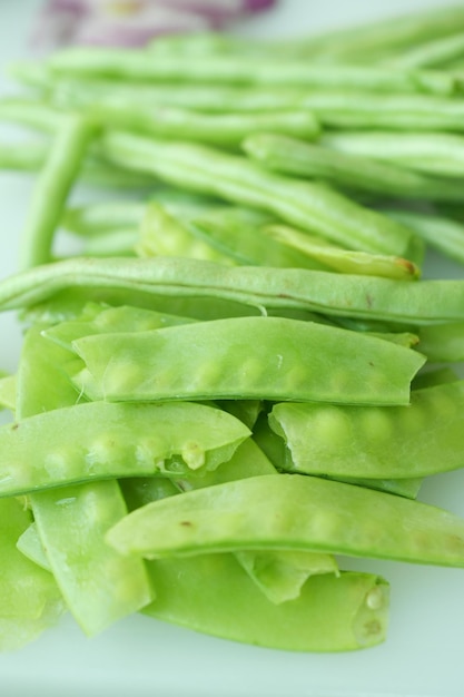 Holland beans on the cutting board