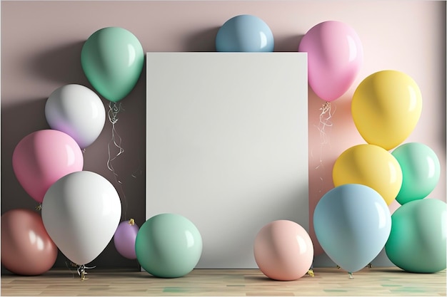 holle witte frame met kleurrijke ballonnen eromheen