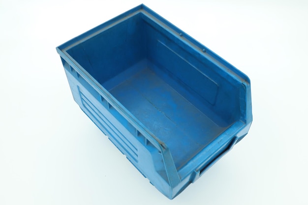 Полая синяя коробка для ремонта ящика для инструментов изолированный белый фон
