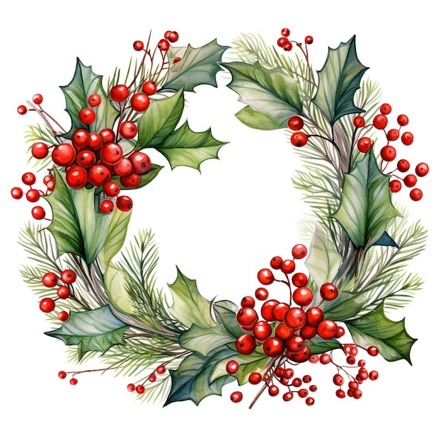 Holly and Berries Christmas Wreath