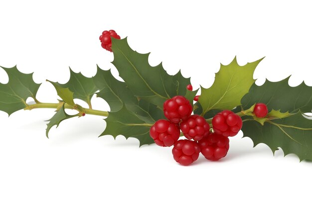 Holly Branch with Berry isolated on white background