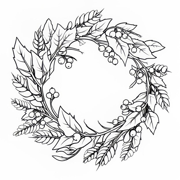 Photo holly delight a minimalist christmas wreath coloring book