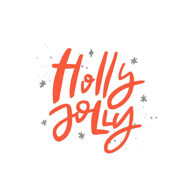 Holly jolly brush belettering handgeschreven kersttypografie