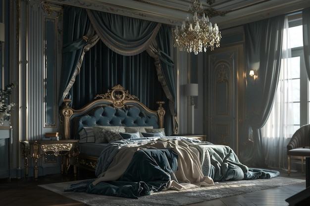 Hollywood Regency glamorous bedrooms octane render