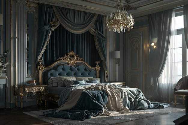 Hollywood Regency glamoureuze slaapkamers octane render