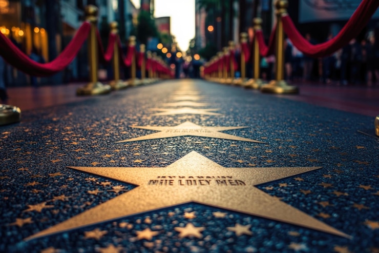 Photo ハリウッド・ウォーク・オブ・フェーム 背景に歩いている人々