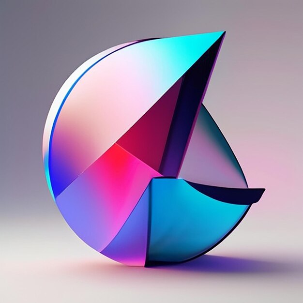 Photo holo abstract 3d shapes for background with ai generative