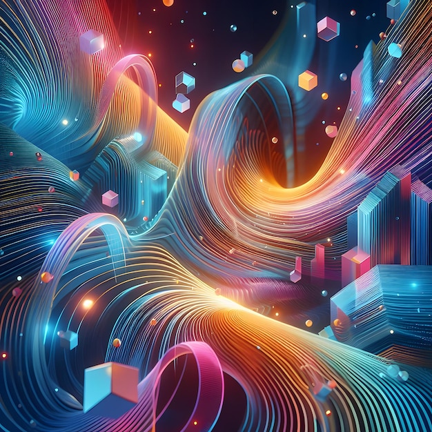 Holo Abstract 3D Shapes Background