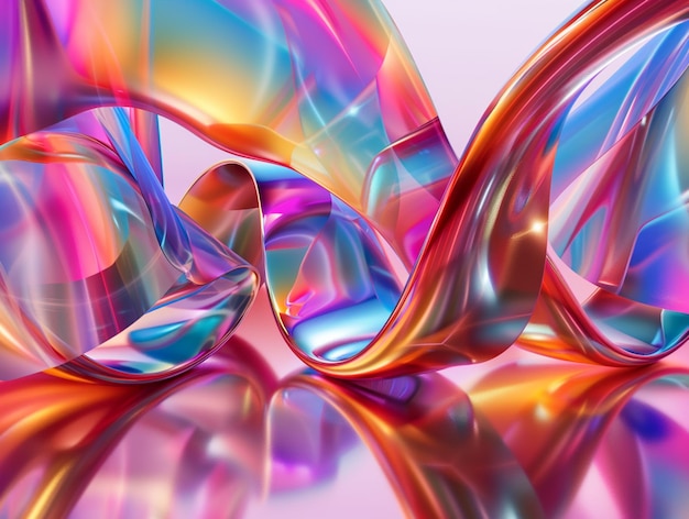 Holo abstract 3D shapes holographic art Colorful bright background