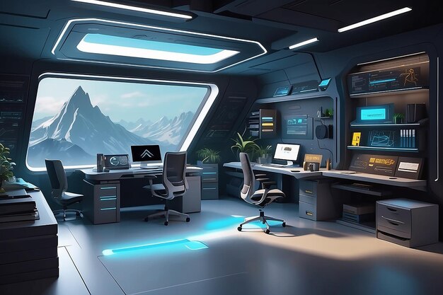 HolodeckInspired Office Star Trek Vector Illustration Premium AI generated image