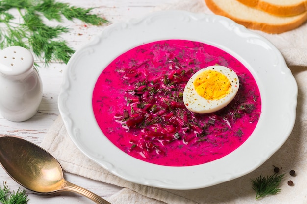 Holodnik. Cold beetroot soup. 