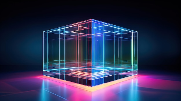 Holografisch geeft 3D-visualisatie meeslepende technologie effen achtergrondkleur weer