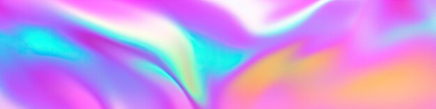 Holografisch gradiënt neon Brede banner Modieuze pastel regenboog eenhoorn achtergrond Hologram kleuren vloeibare achtergrond Doorzichtige gradiënt neon holografische achtergrond glinsterende afdruk